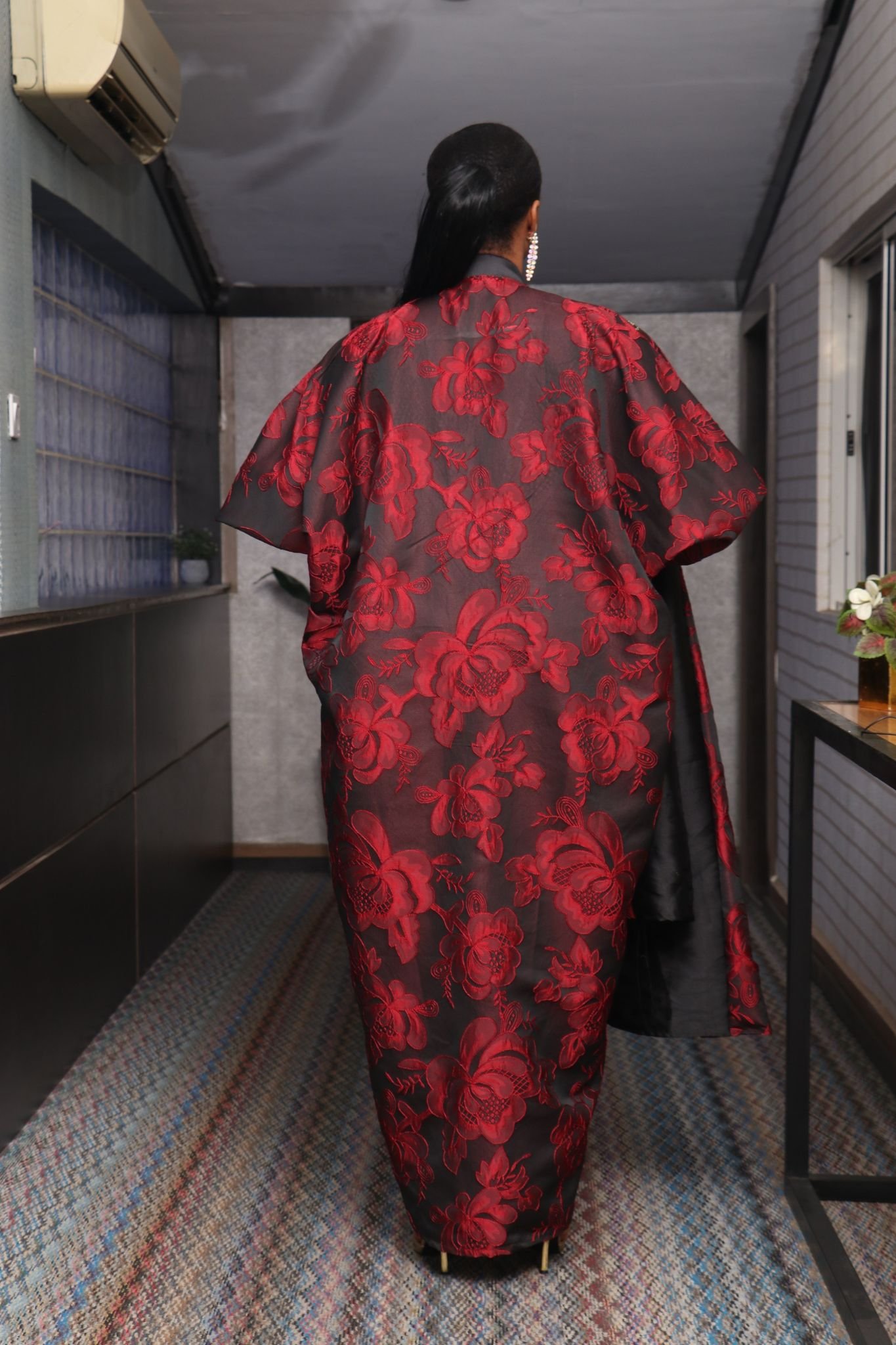 LAYO 2-Piece Lace Brocade Boubou With a Matching Turban