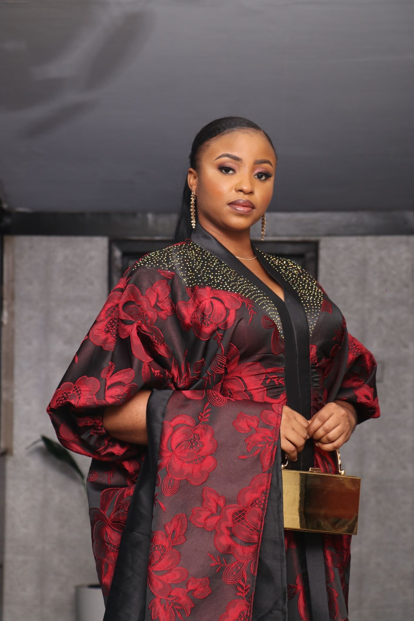 LAYO 2-Piece Lace Brocade Boubou With a Matching Turban