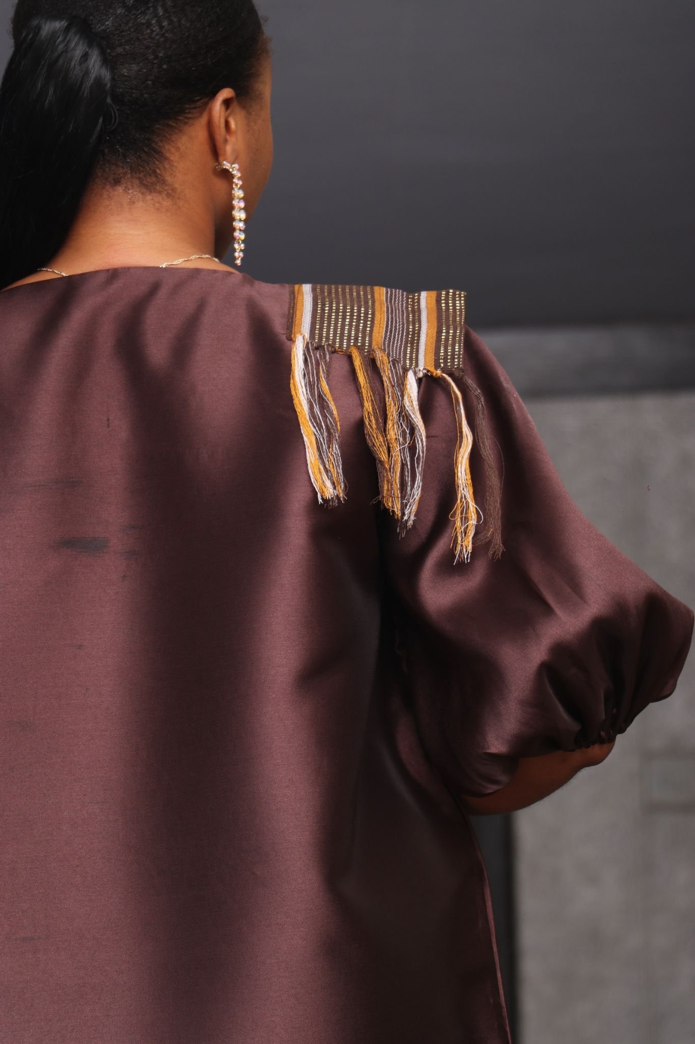 REBECCA03  Shoulder Panelled Mikado-Asooke Mix 2 Piece Boubou Dress.