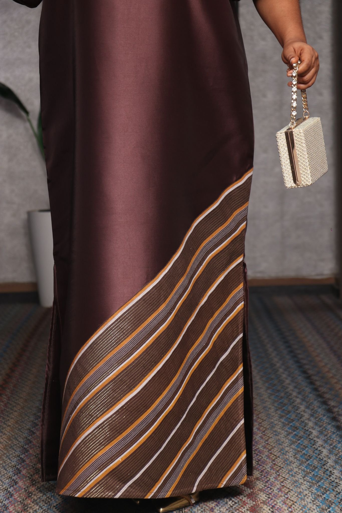 REBECCA03  Shoulder Panelled Mikado-Asooke Mix 2 Piece Boubou Dress.