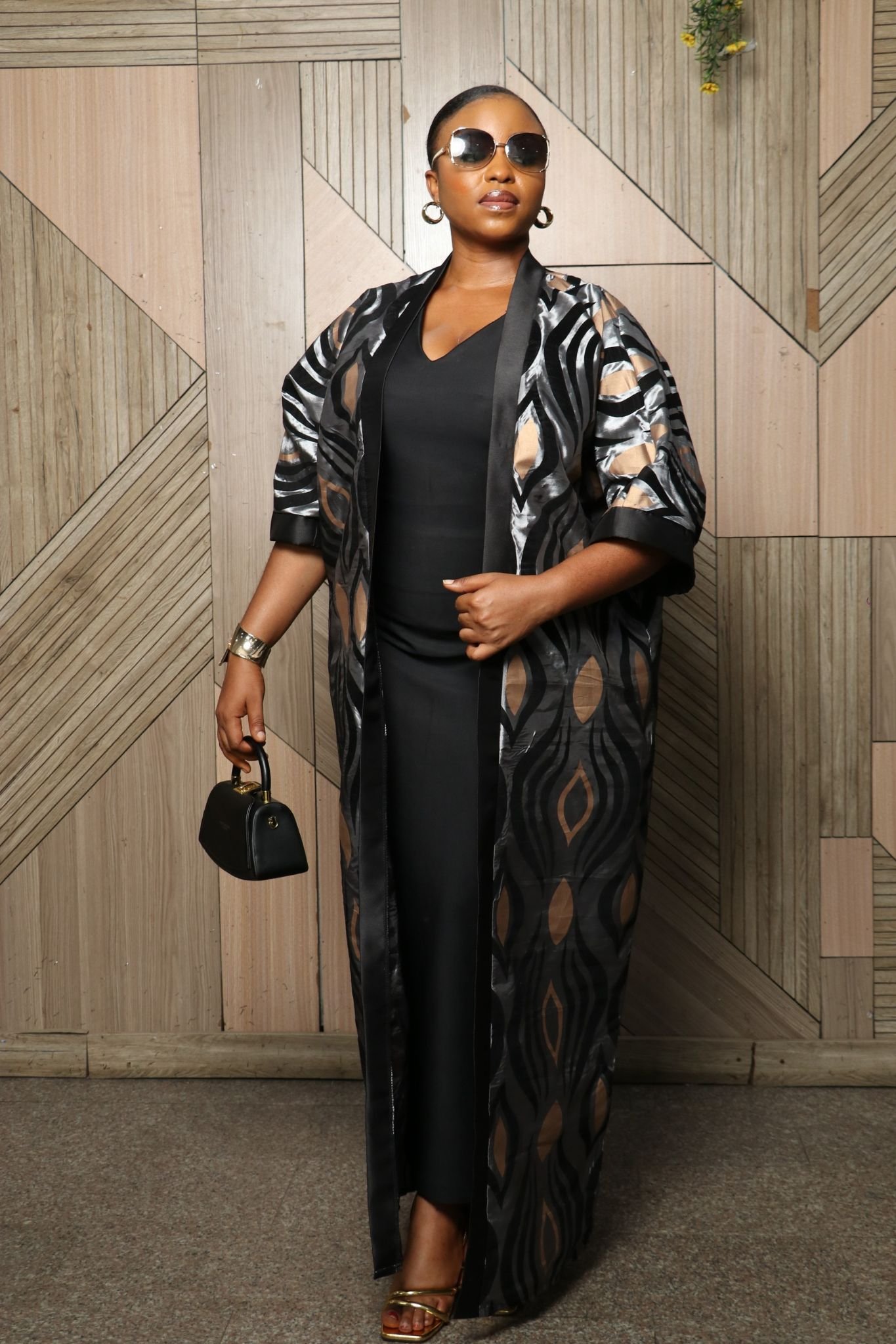  FUNKE Velvet Embossed Long Kimono Jacket