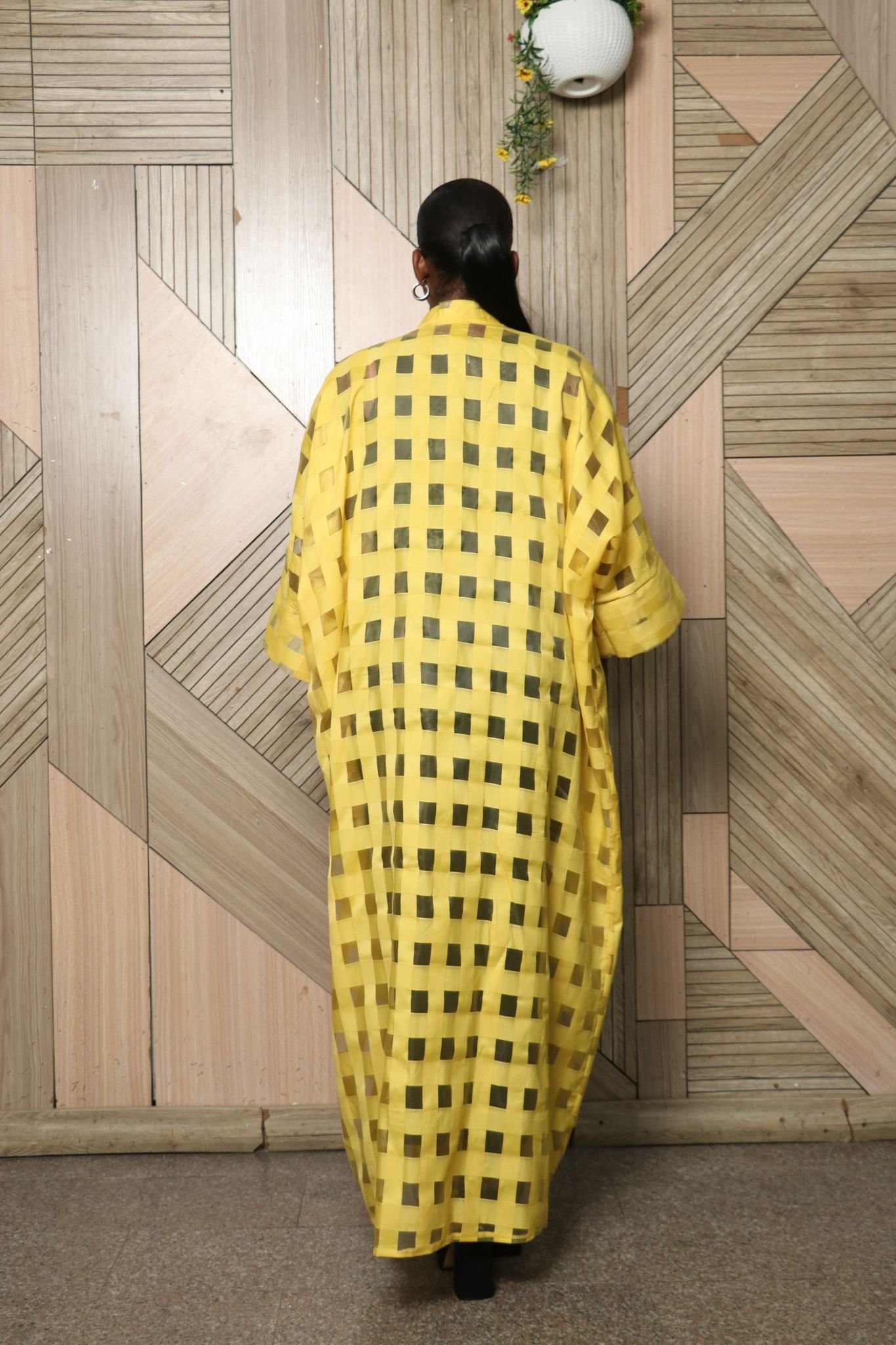 FUNKEO2 Gridded Organza Kimono.
