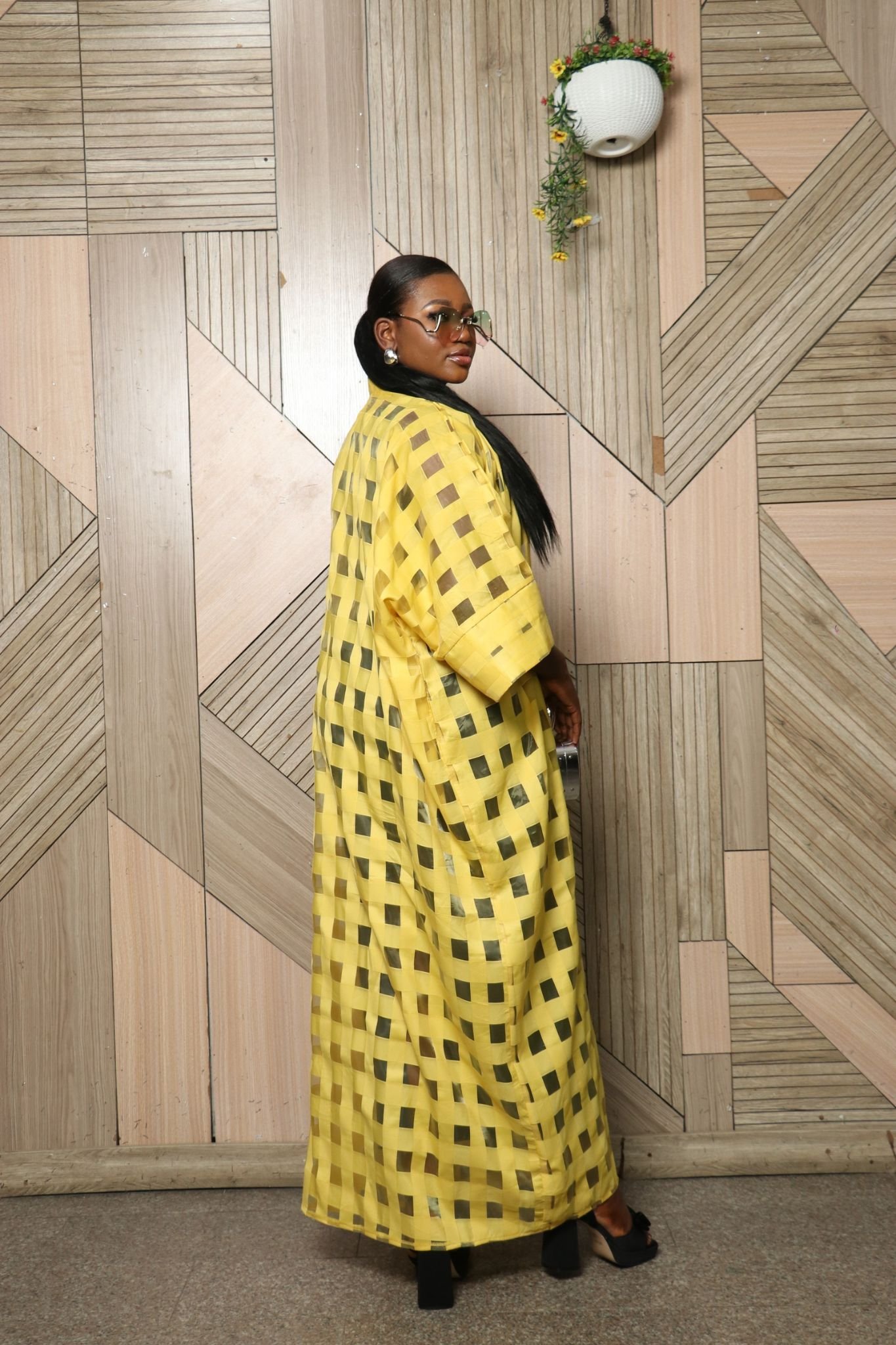 FUNKEO2 Gridded Organza Kimono.