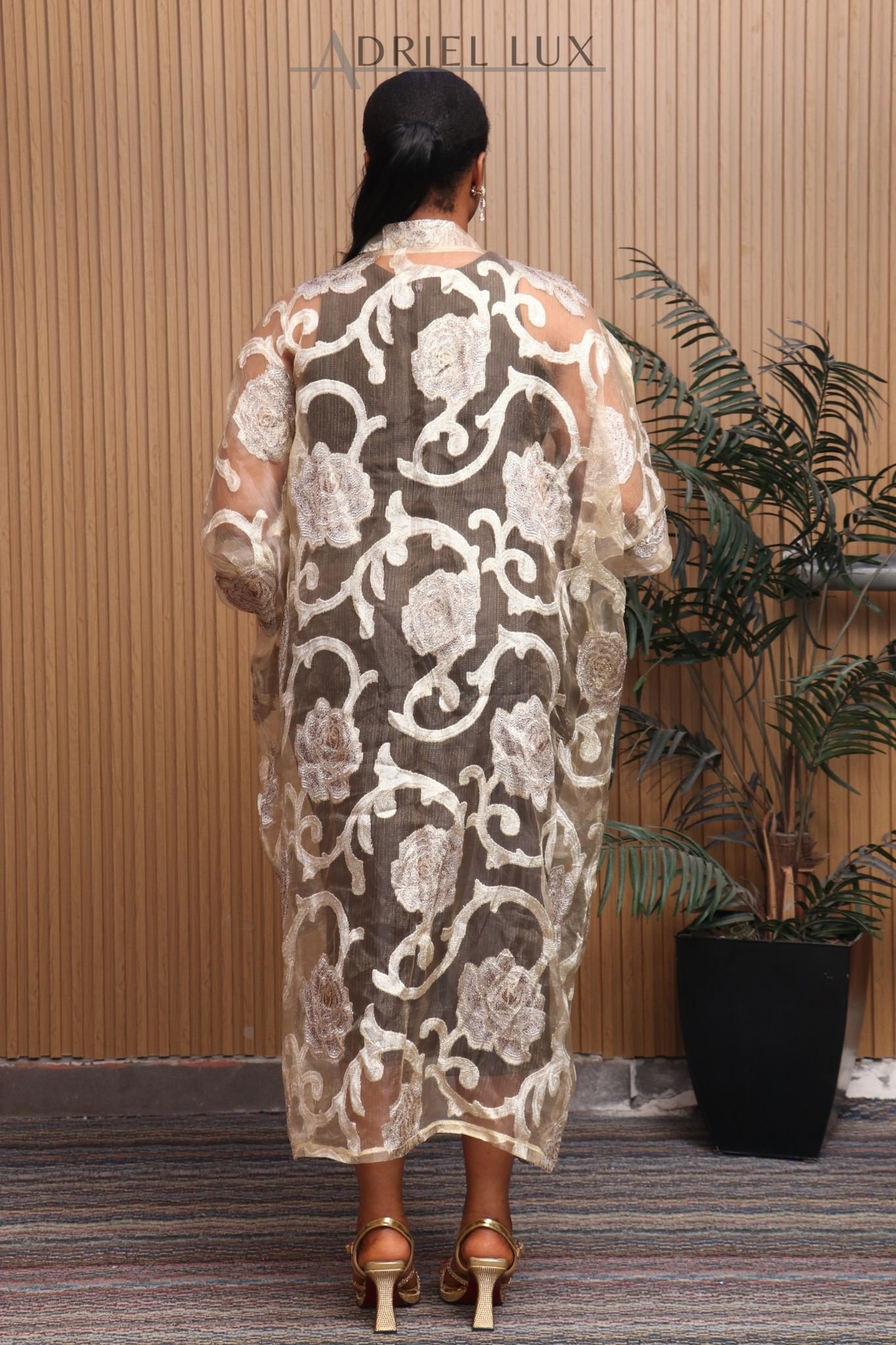 KIM Oganza Brocade 2-PC Kimono Set- Gold