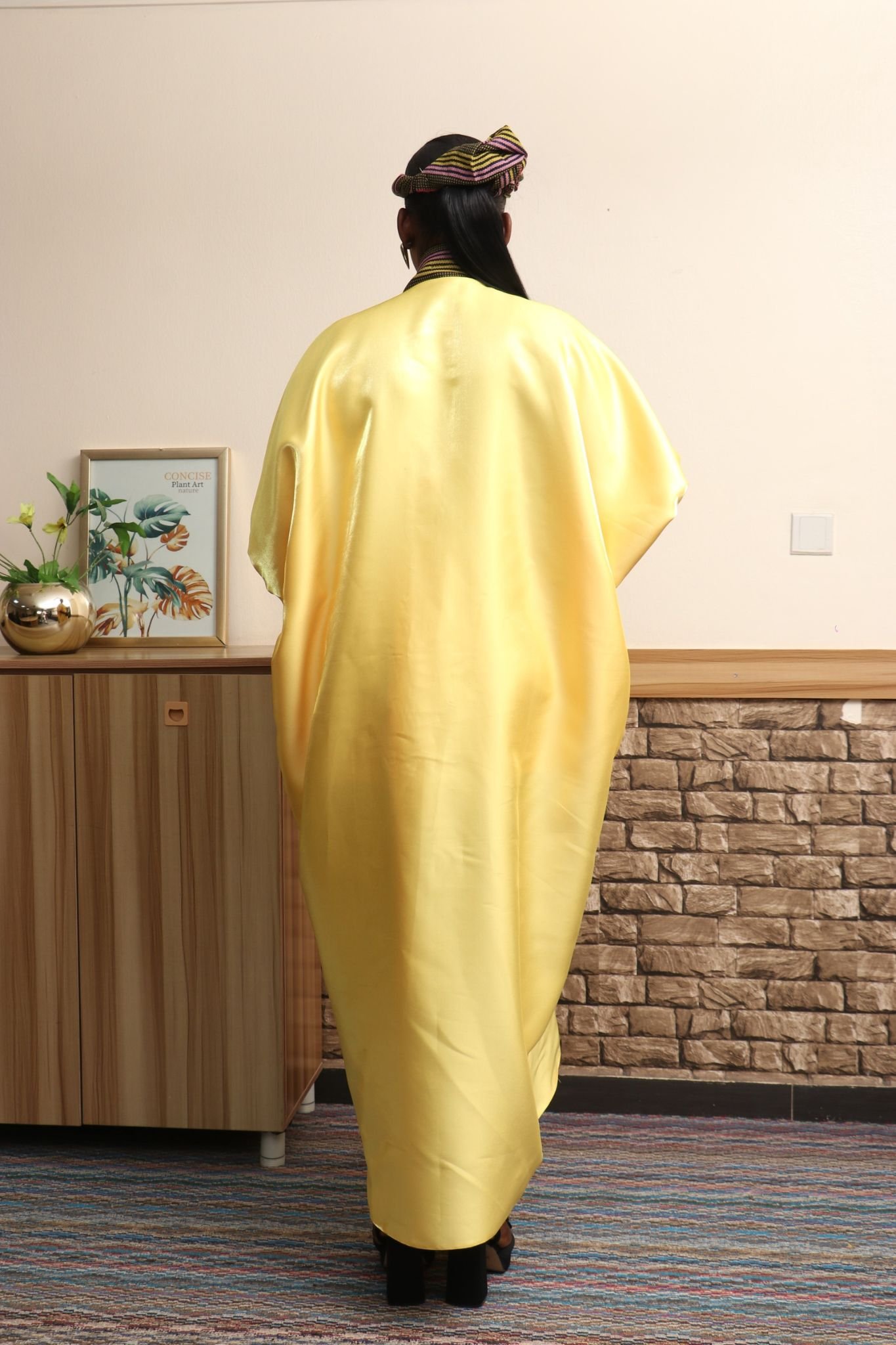 MOFE 2-Piece Liquid Mikado-Asooke Mix Boubou Dress and Hat Set