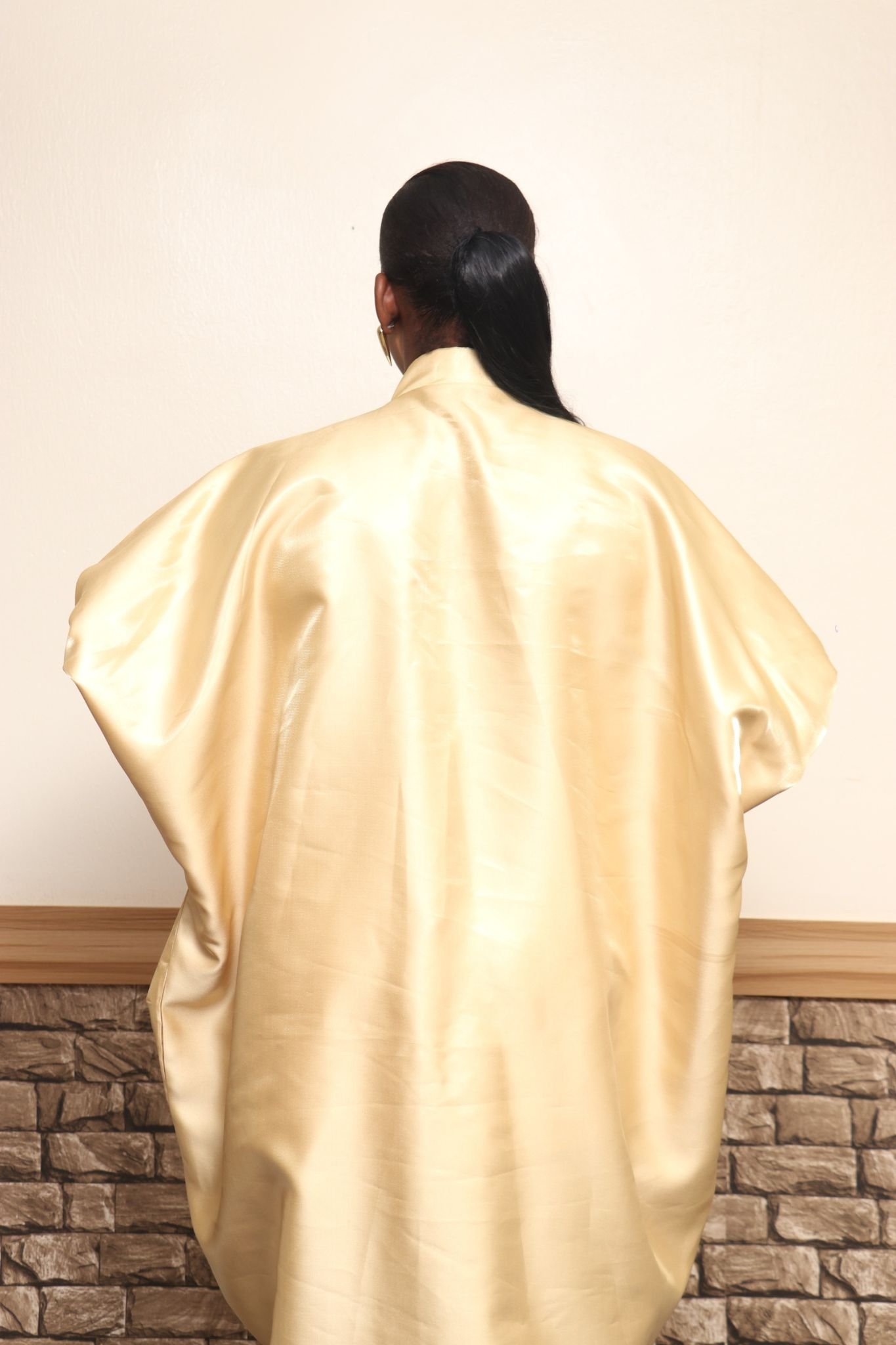 PEJU Button detailed Corset-Cut Liquid Mikado Boubou- GOLD