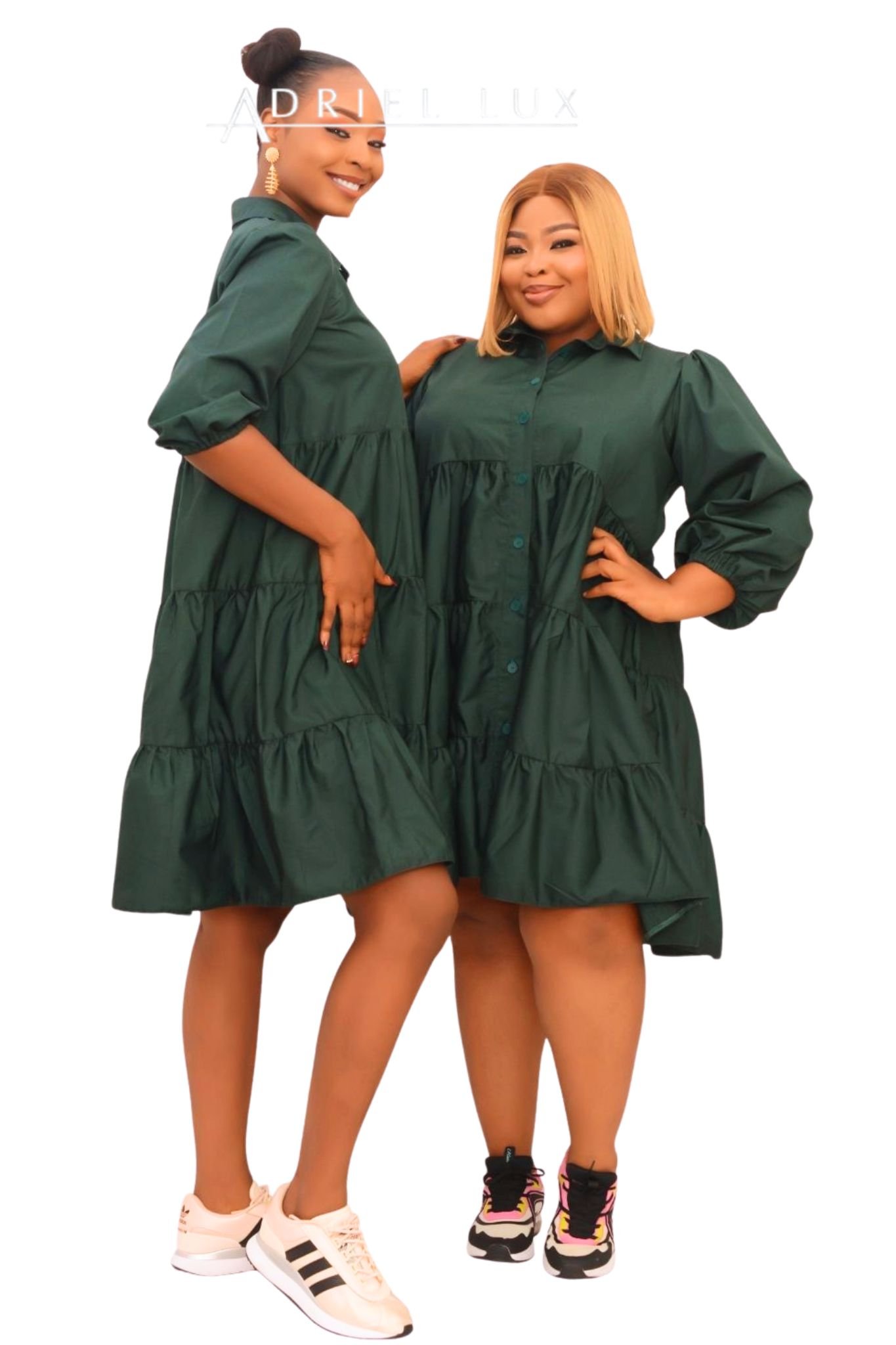 Button-Down Tiered Midi Shirt Dress