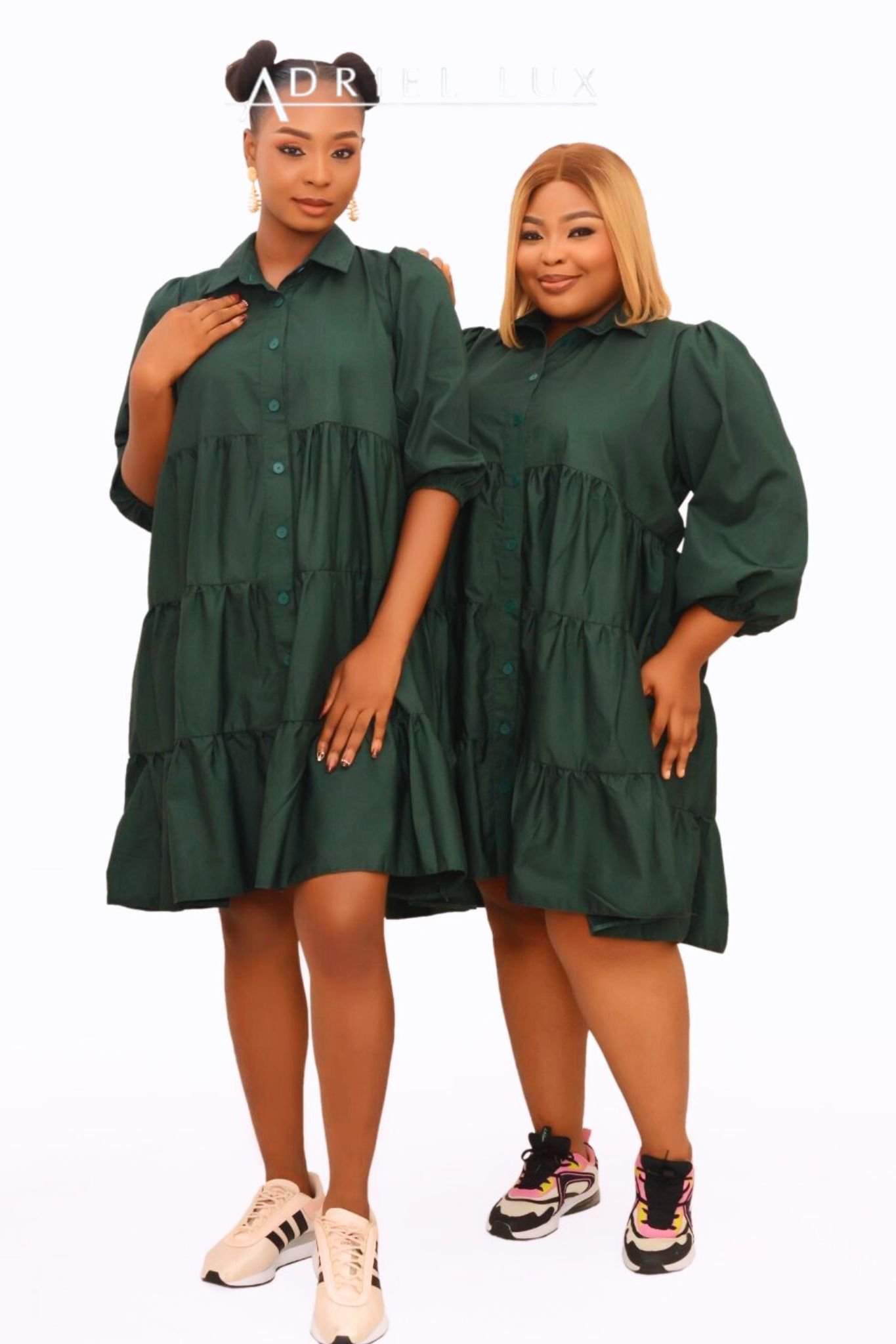 Button-Down Tiered Midi Shirt Dress
