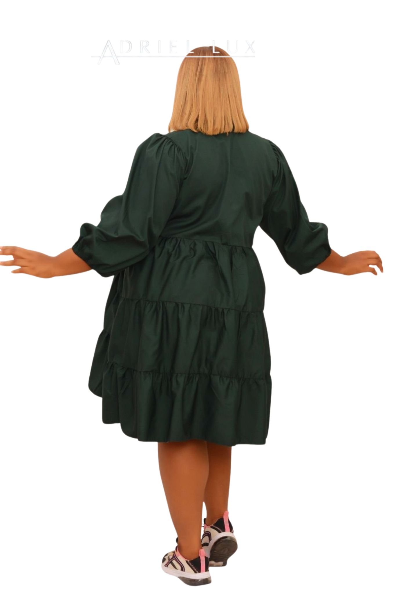 Button-Down Tiered Midi Shirt Dress