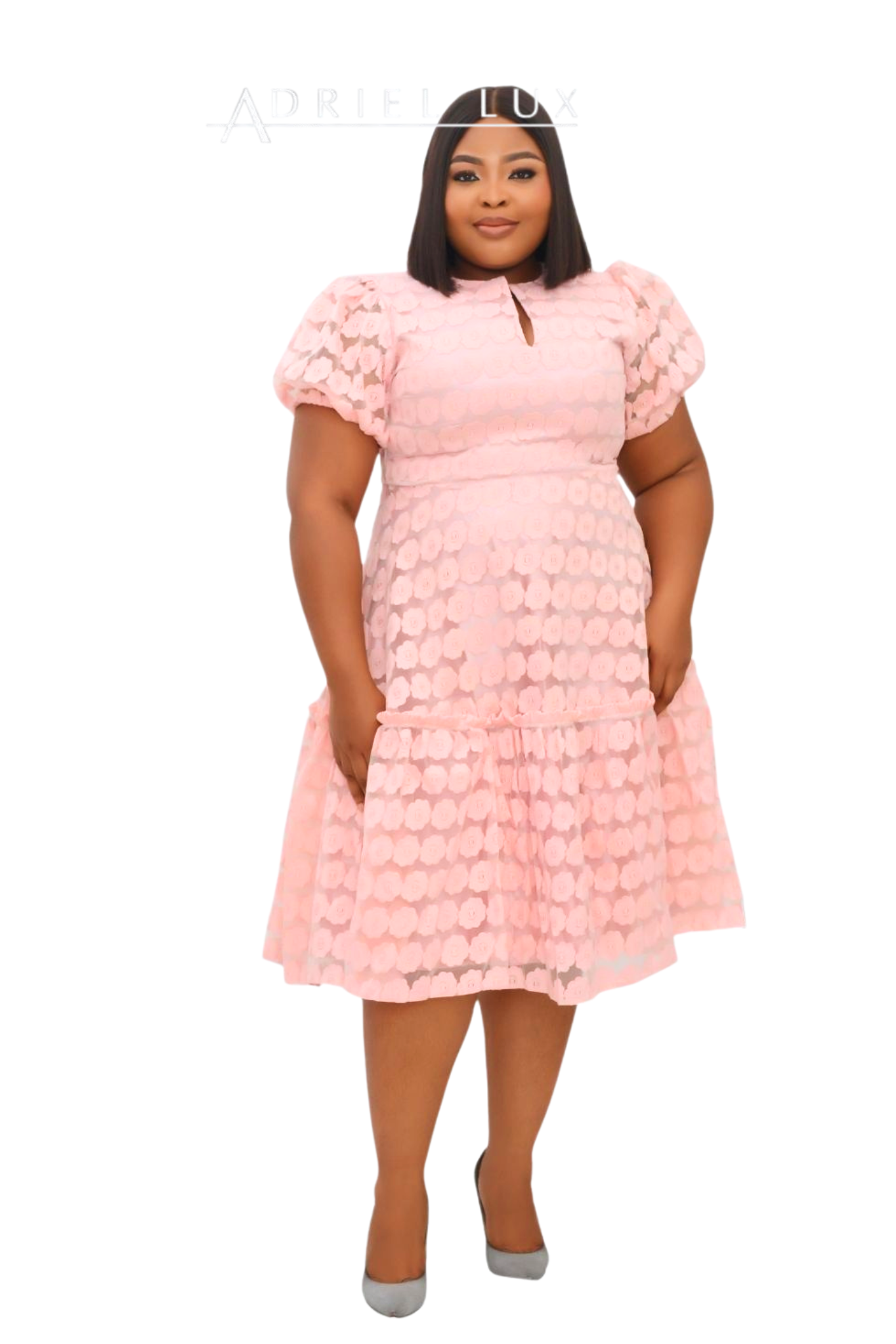 Brocade Organza Midi Flare Dress