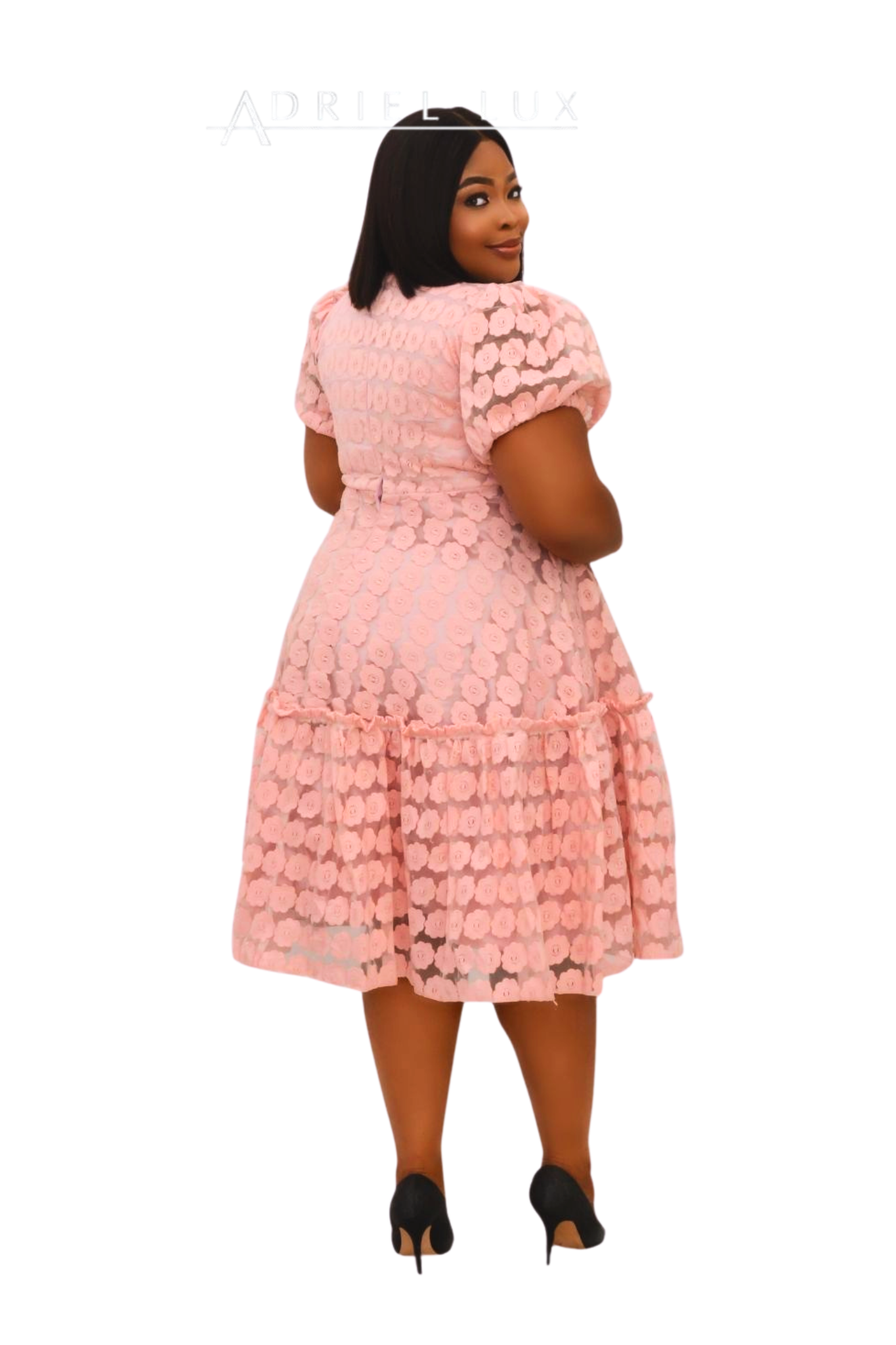 Brocade Organza Midi Flare Dress