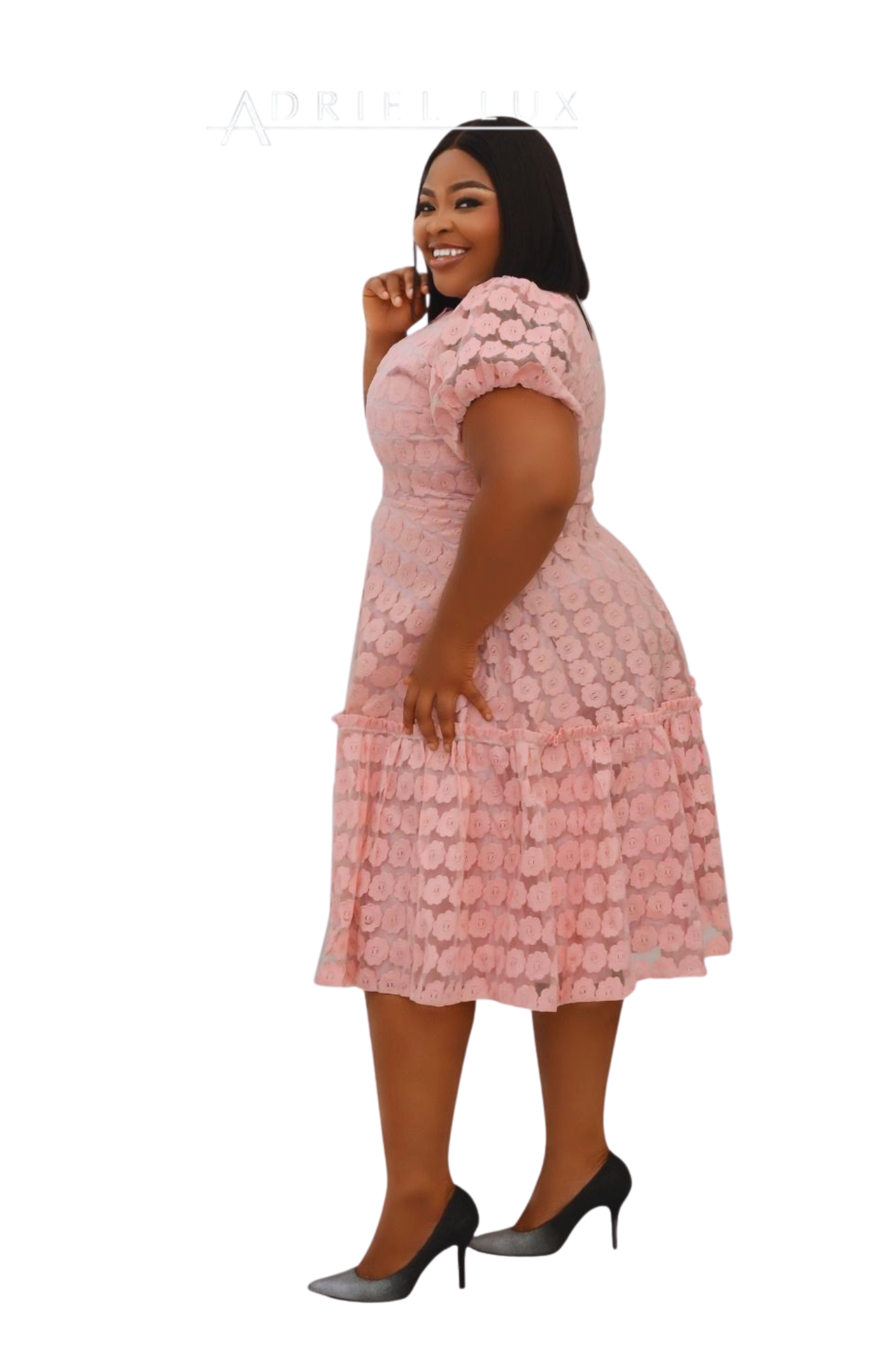Brocade Organza Midi Flare Dress