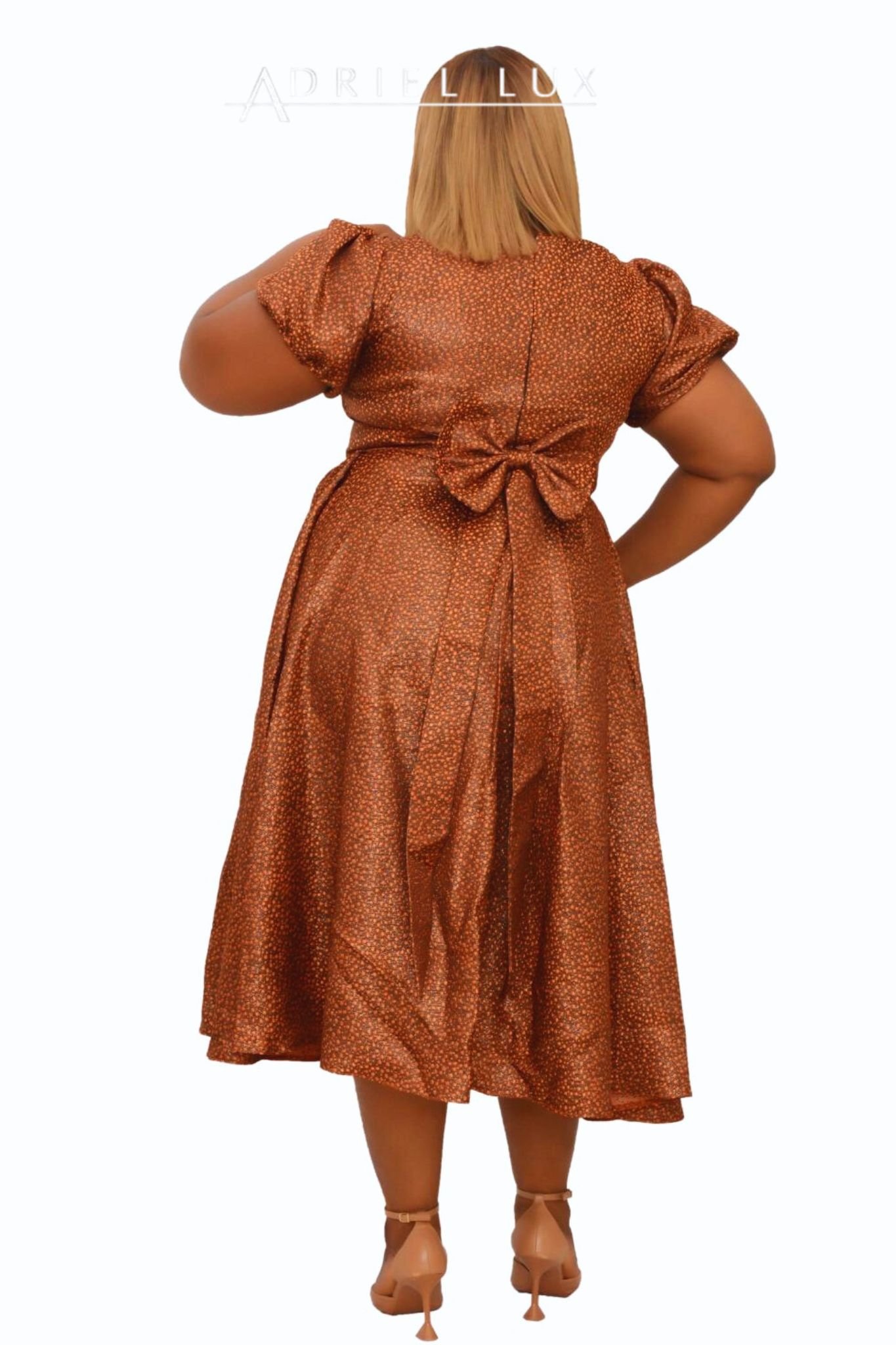 Self-Tie Frilled-Cape Chest Detailed Organza Midi Flare dress