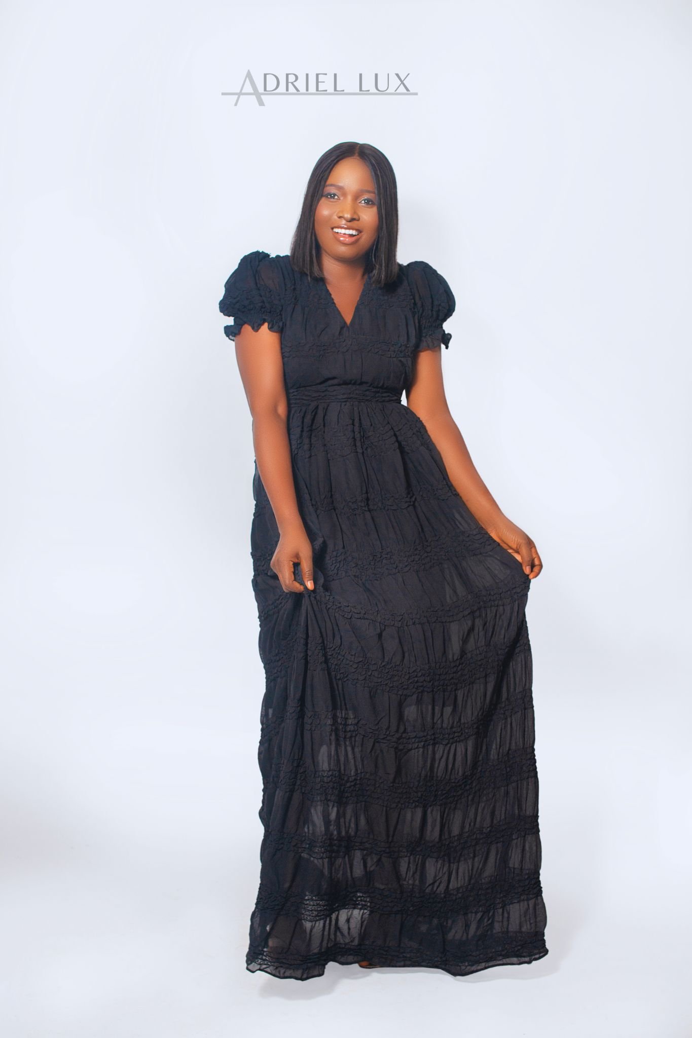 Textured V-Neck Maxi Dress