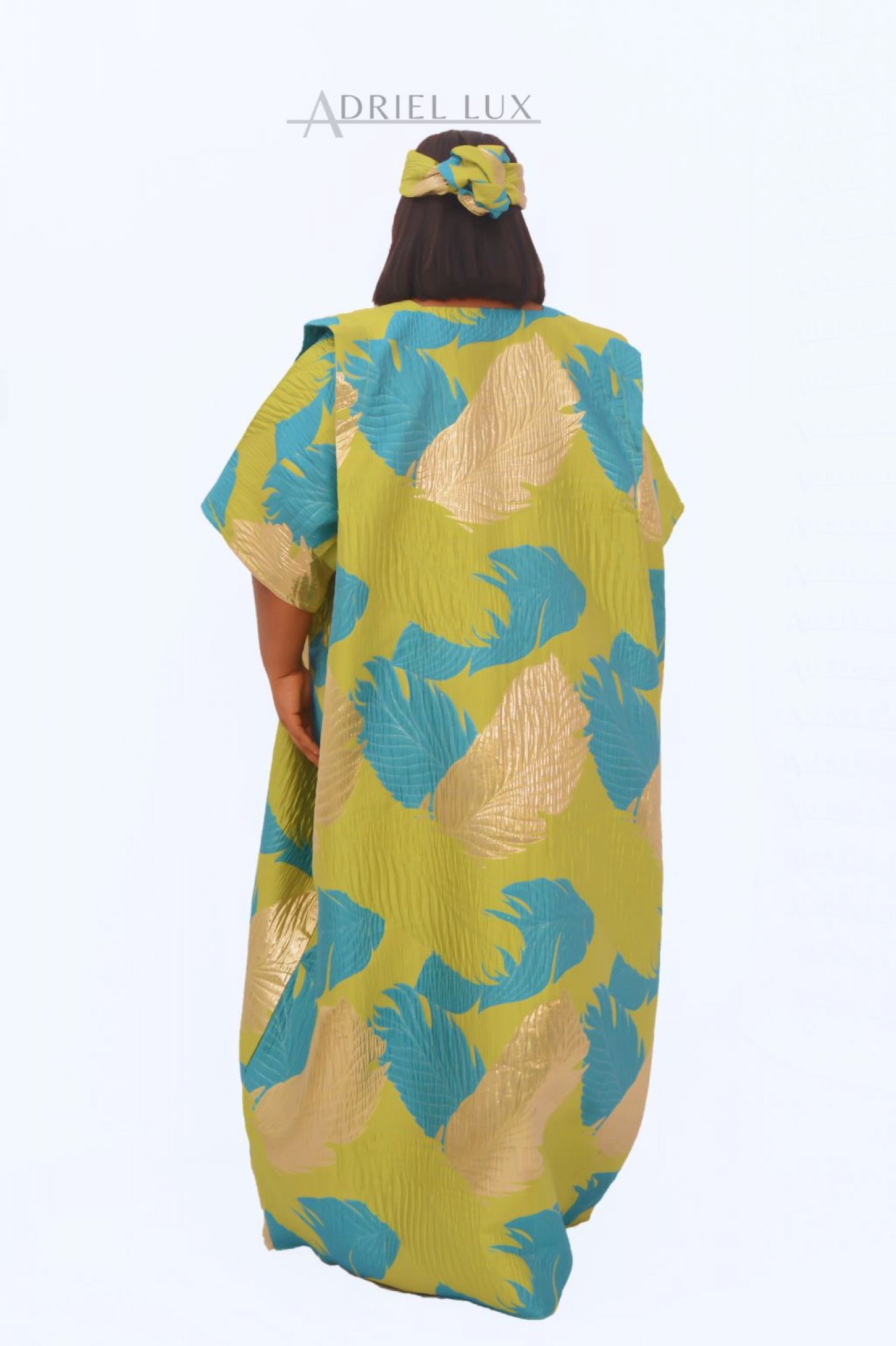 OLA 2-Piece Rhinestone Embellished  Mikado Panelled Brocade Boubou Dress