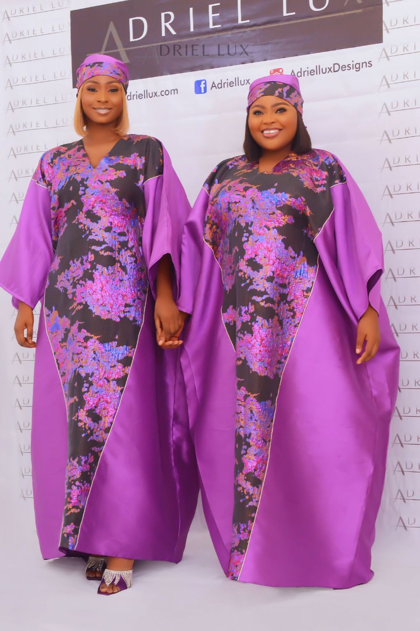 OLA03 Rhinestone-Embellished V-Panelled Brocade-Mikado Mix Boubou Dress
