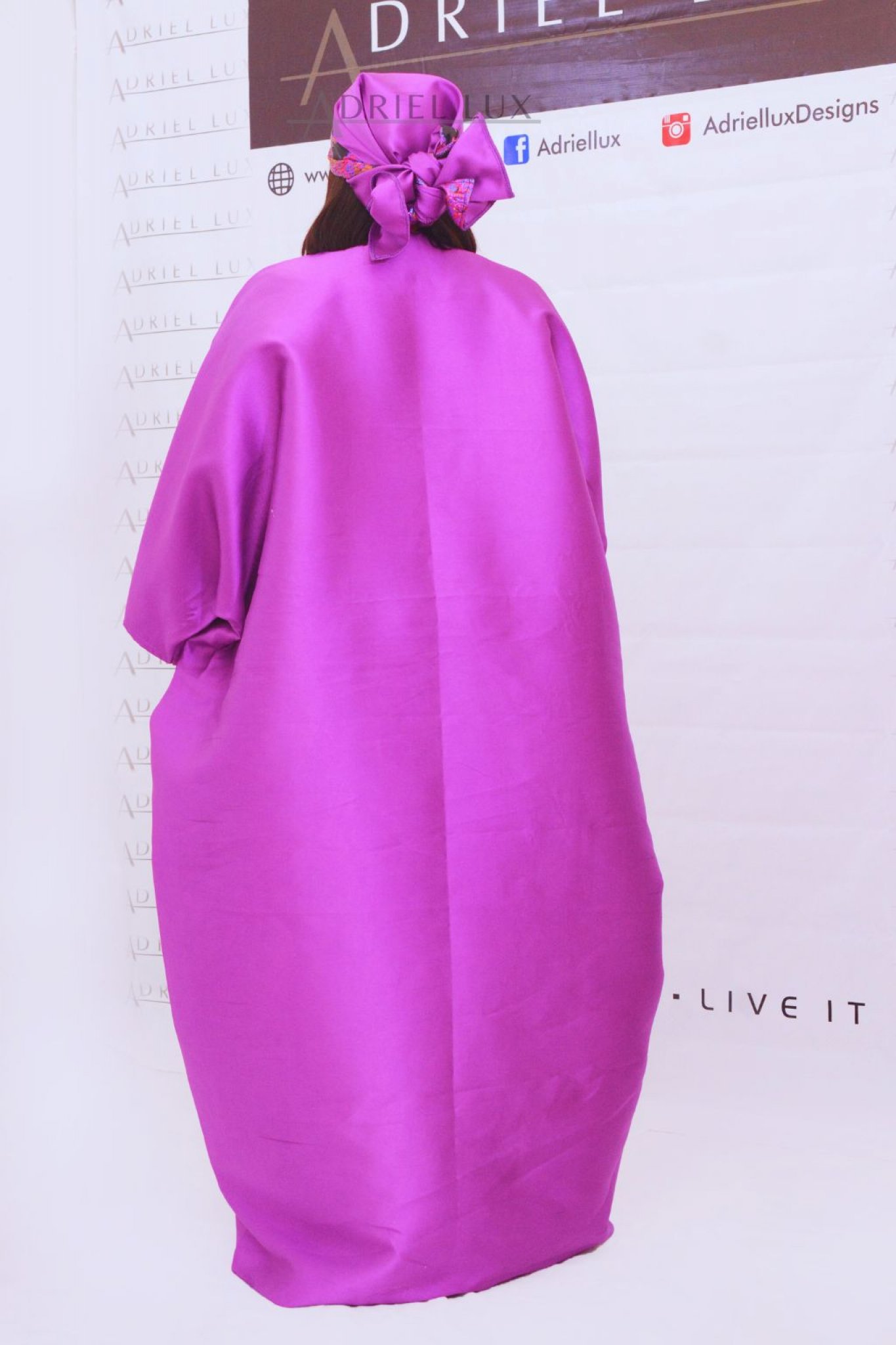 OLA03 Rhinestone-Embellished V-Panelled Brocade-Mikado Mix Boubou Dress