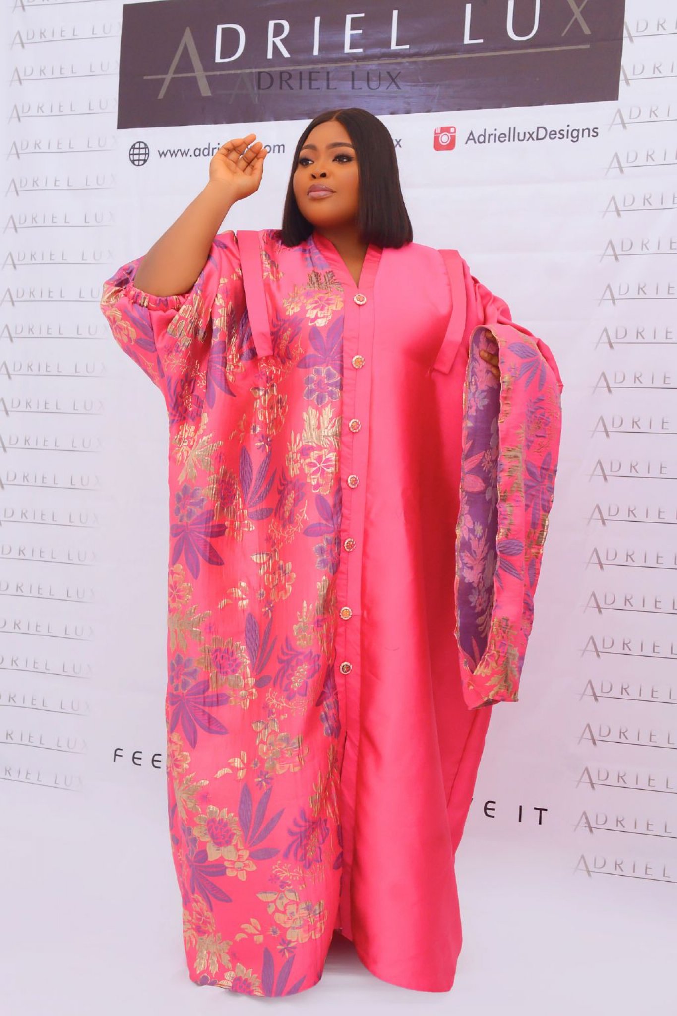 Brocade-Mikado Mix Puff Sleeve Boubou Dress