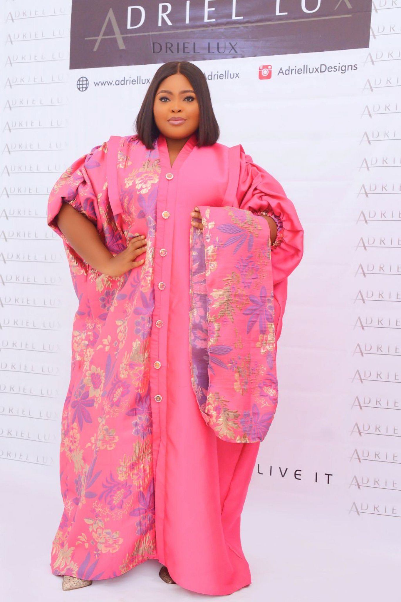 Brocade-Mikado Mix Puff Sleeve Boubou Dress