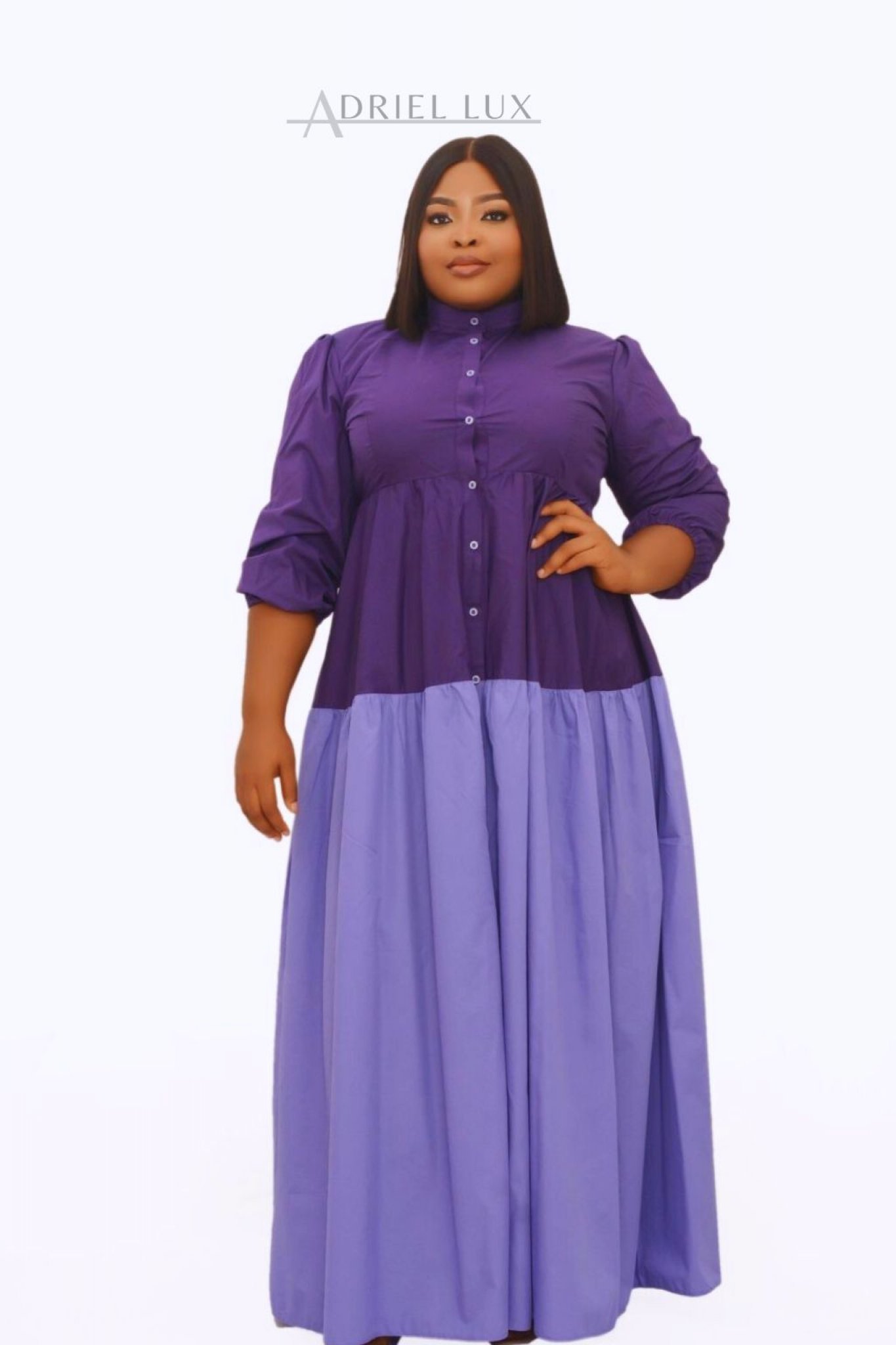 Color-Block Maxi Shirt Dress.