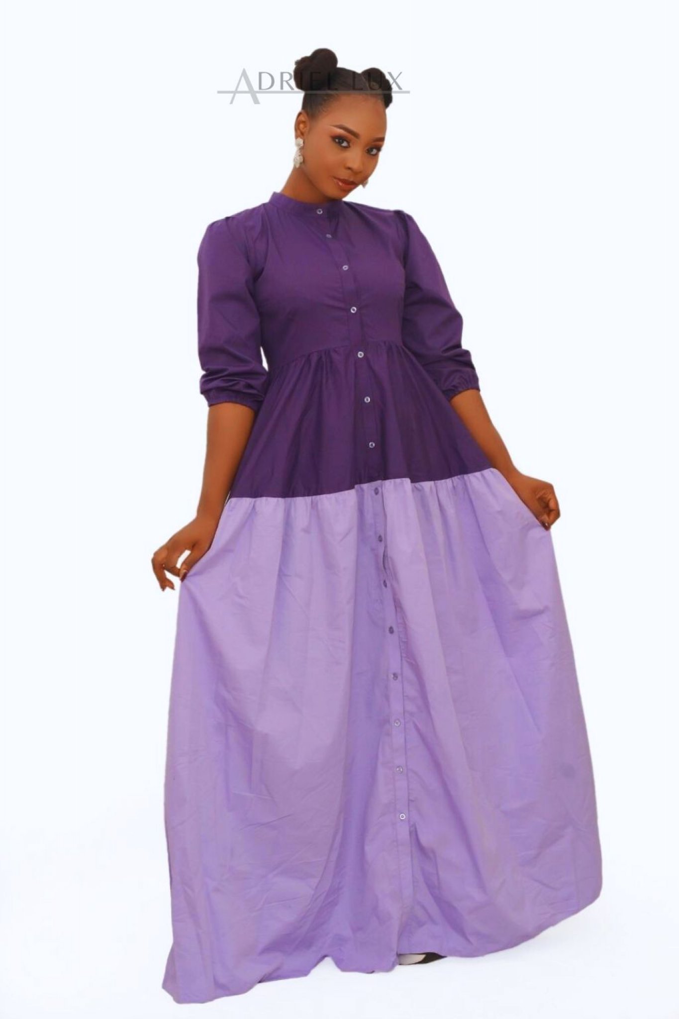 Color-Block Maxi Shirt Dress.