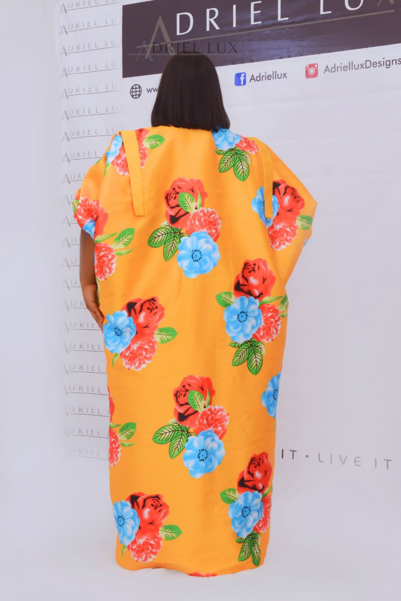 Puff Sleeve Floral Printed Mikado Boubou Dress L/XL