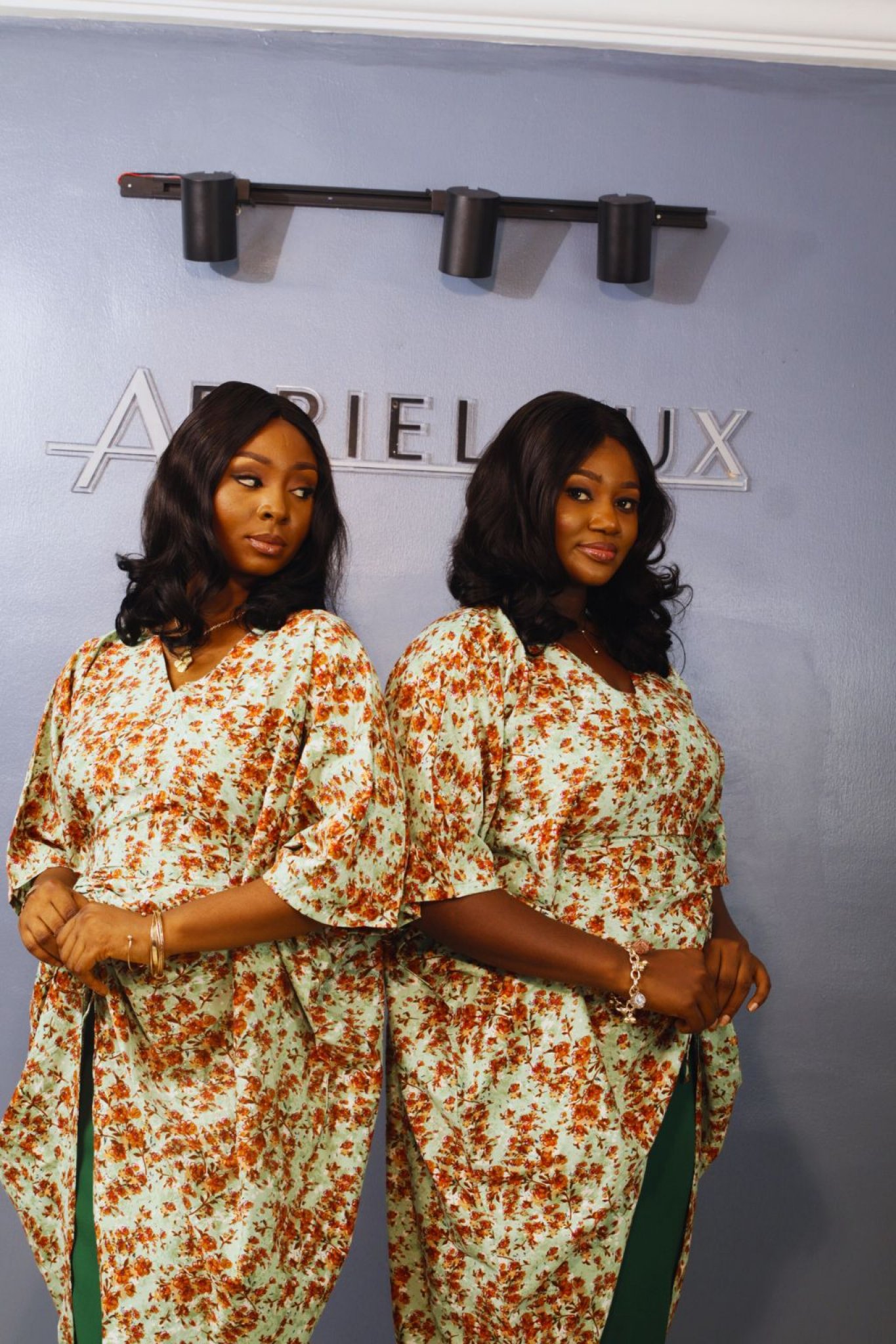 OMOTOLA02 Self-Cinched 2-Piece Set. Green/Multi 