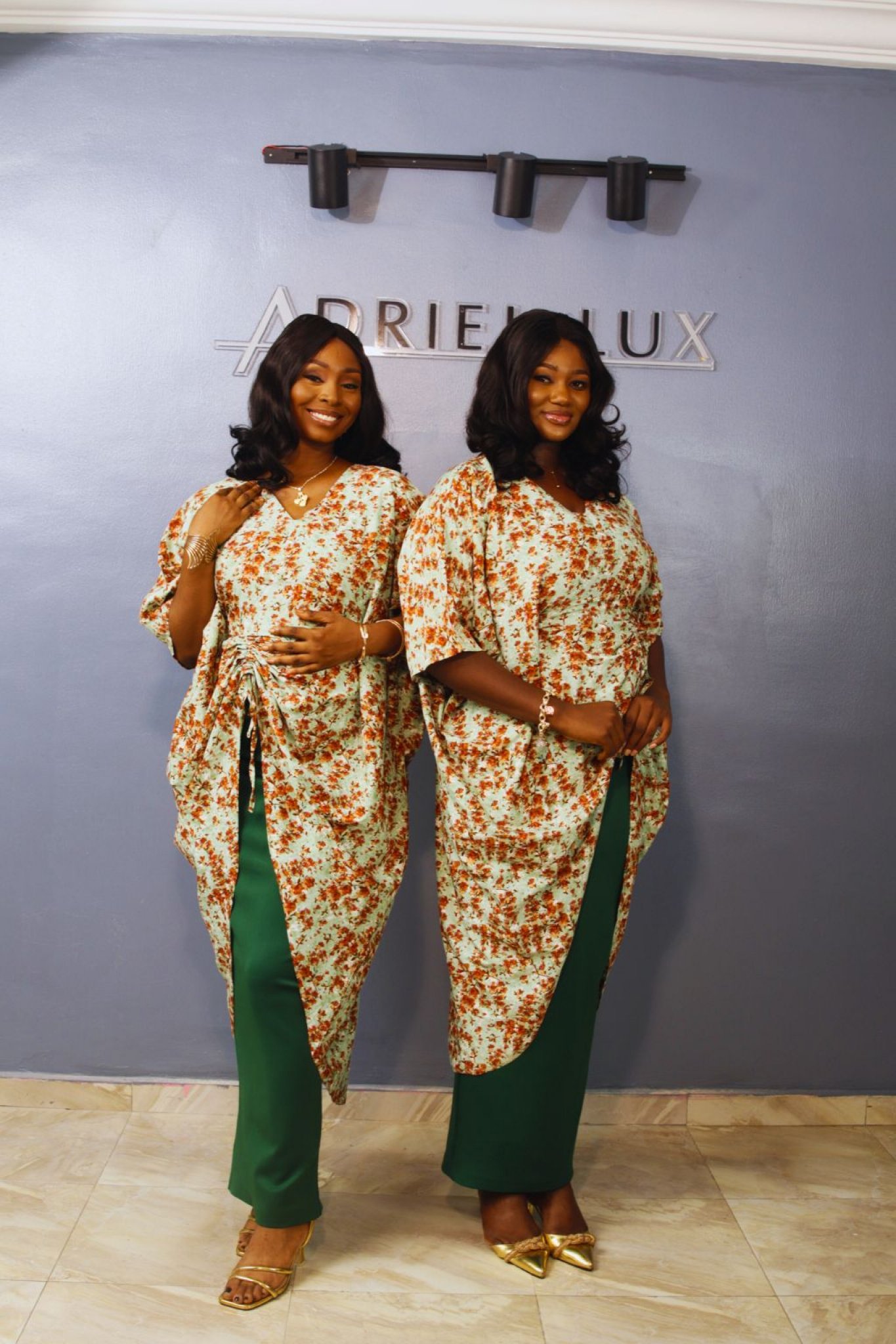 OMOTOLA02 Self-Cinched 2-Piece Set. Green/Multi 