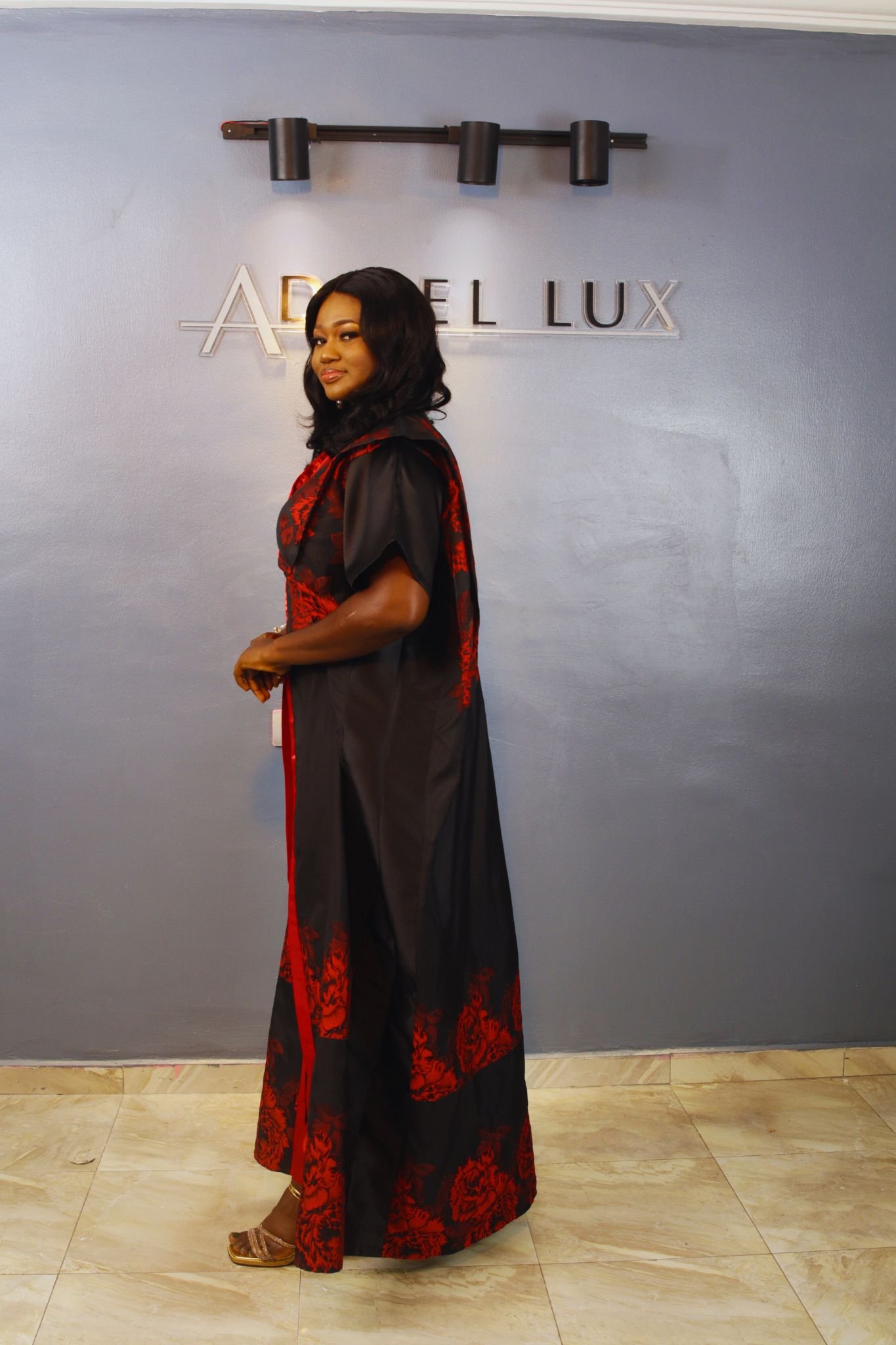 Adriel Lux 2-Piece Brocade Boubou Jacket with Inner Self-Tie Belts & Liquid Mikado Skirt Set.