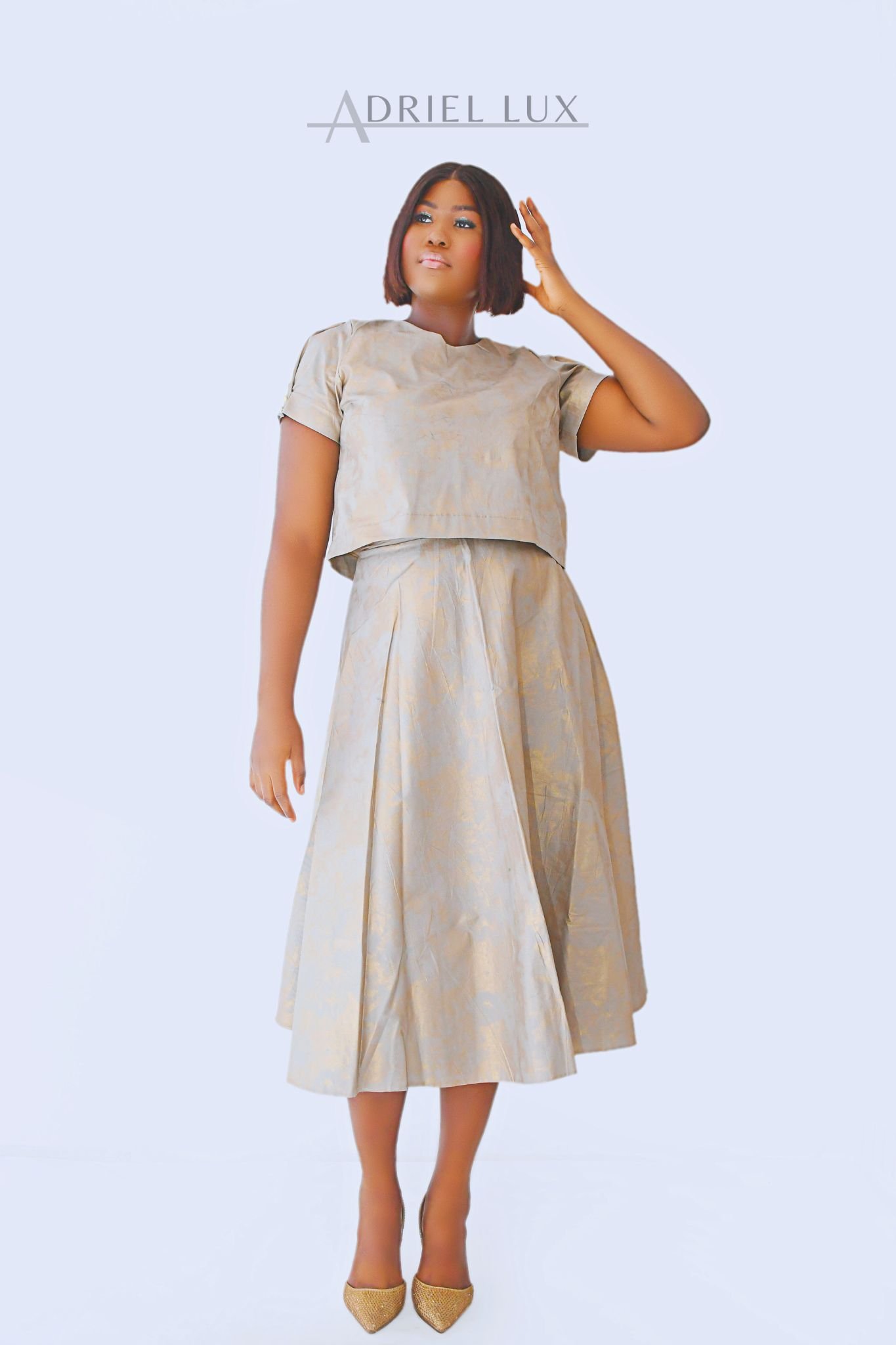 Gold Splach Damask 2-Piece Co-ord 