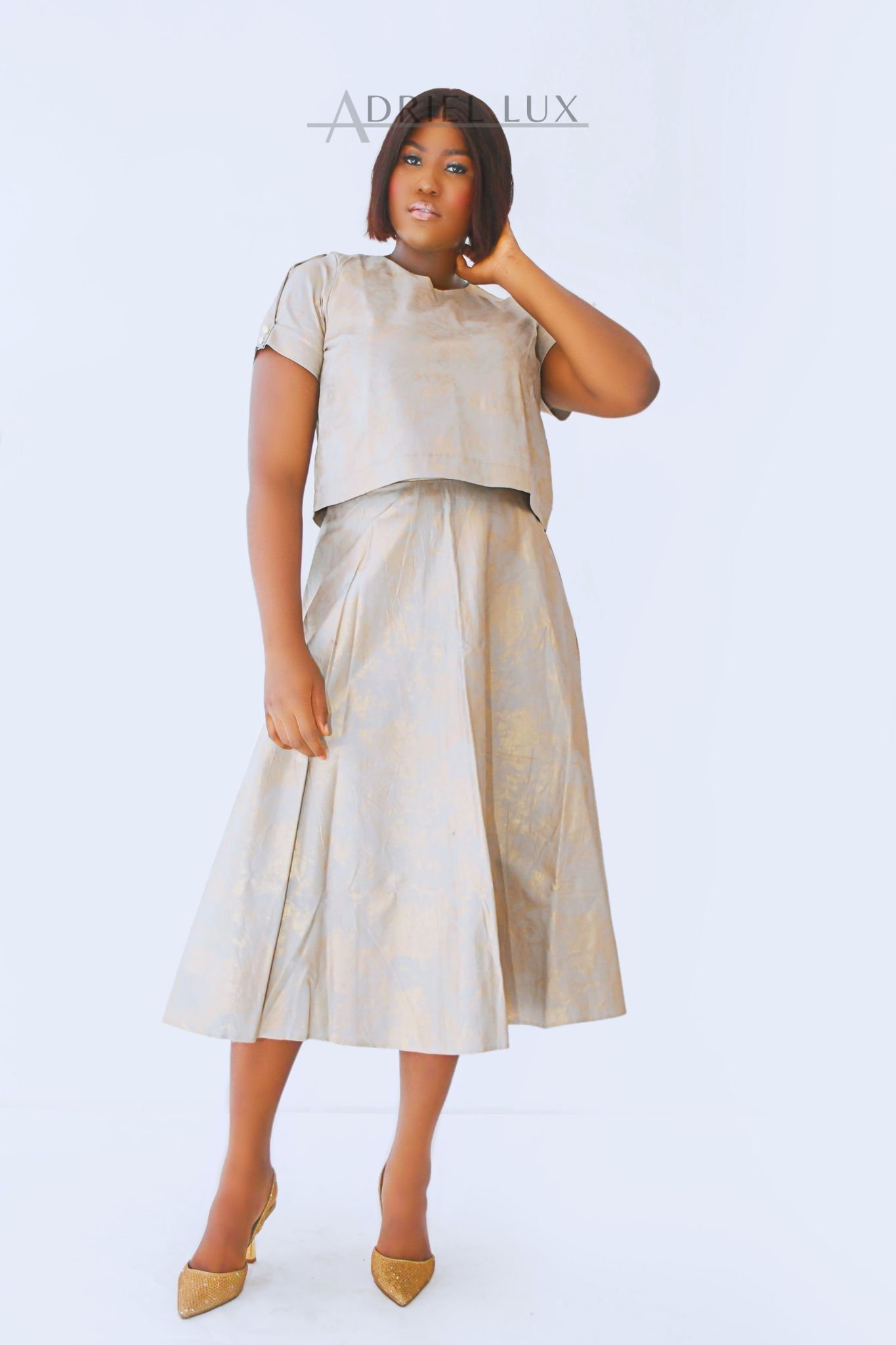 Gold Splach Damask 2-Piece Co-ord 