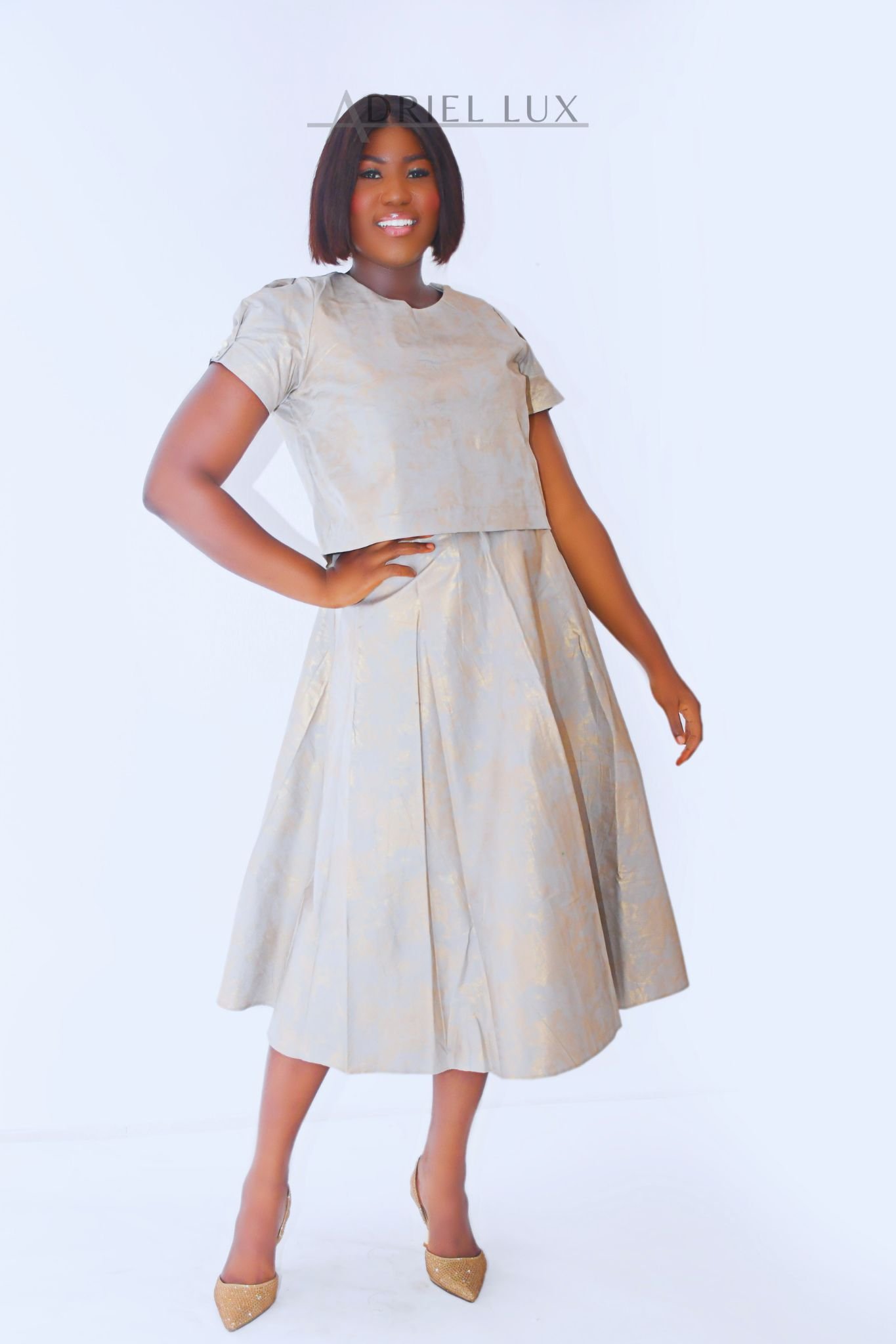 Gold Splach Damask 2-Piece Co-ord 