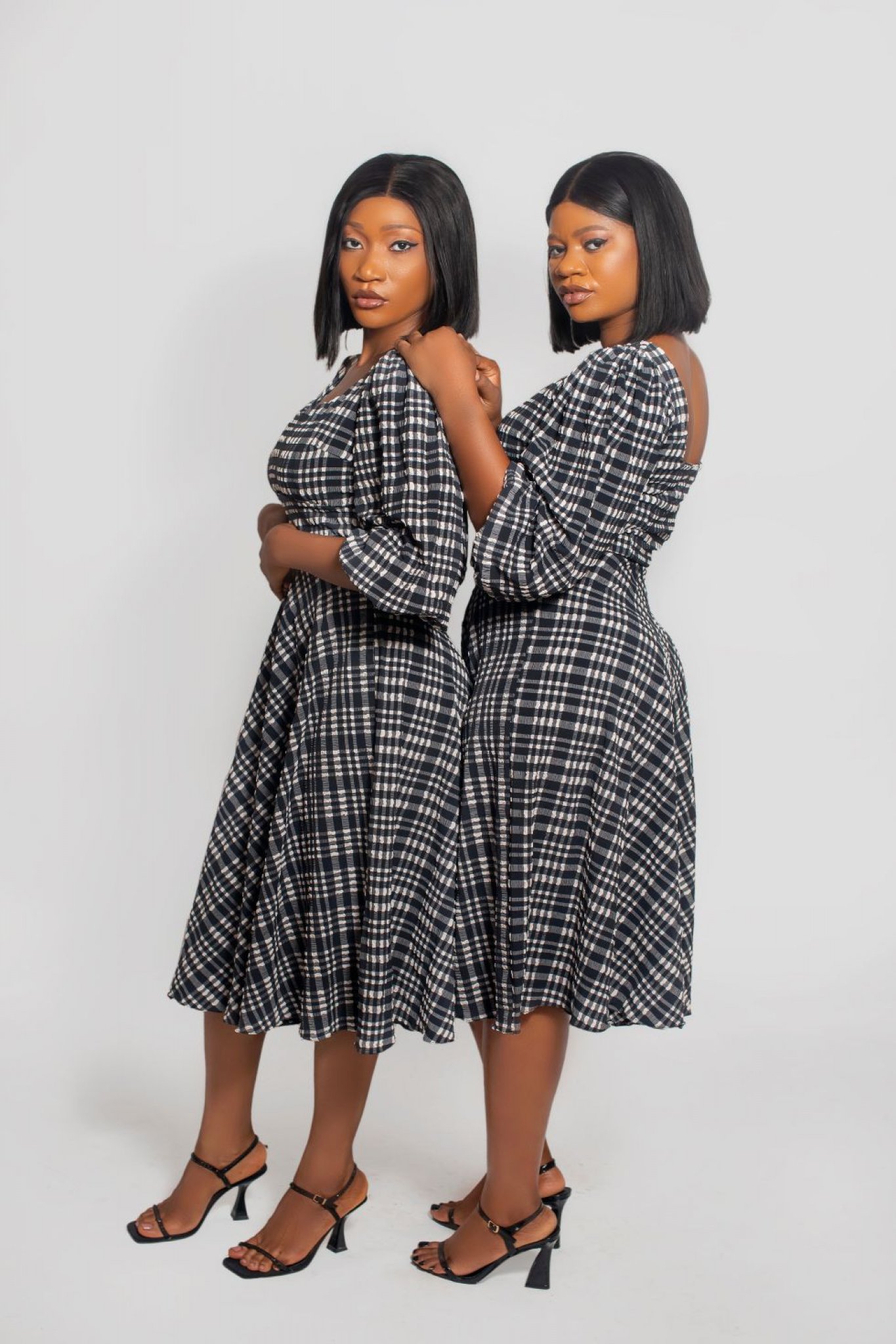 Printed Textured Fit and Flare Dress with Sweetheart Neckline